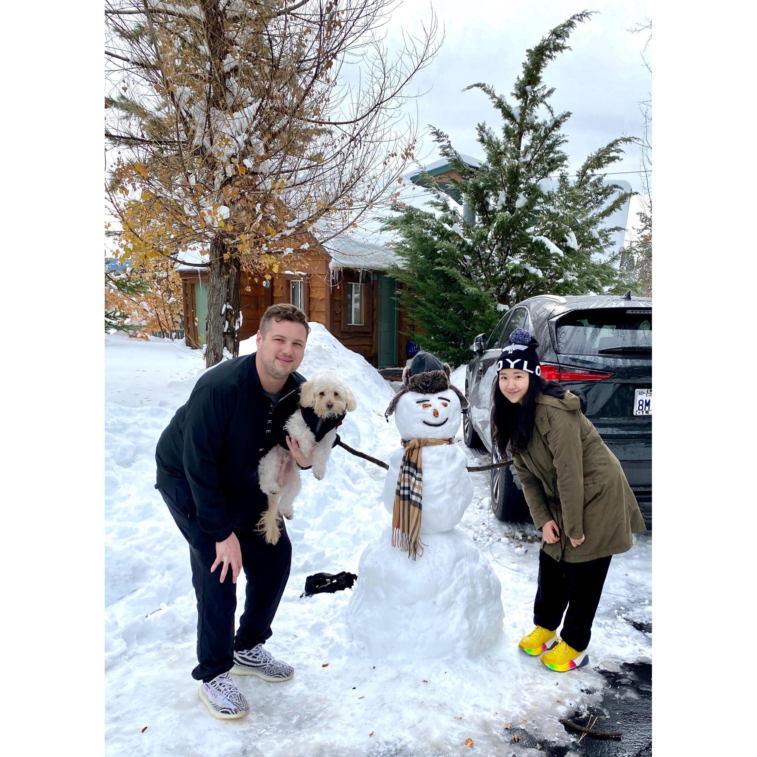 Snowman and us!