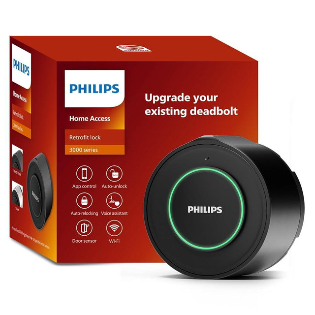 Philips 3000 Series New Version - WiFi Smart Deadbolt Lock, APP Remote Control, Smart Retrofit Lock for Existing Deadbolt, Work with Alexa & Google Assistant, Keyless Entry, Interior Auto-Locking