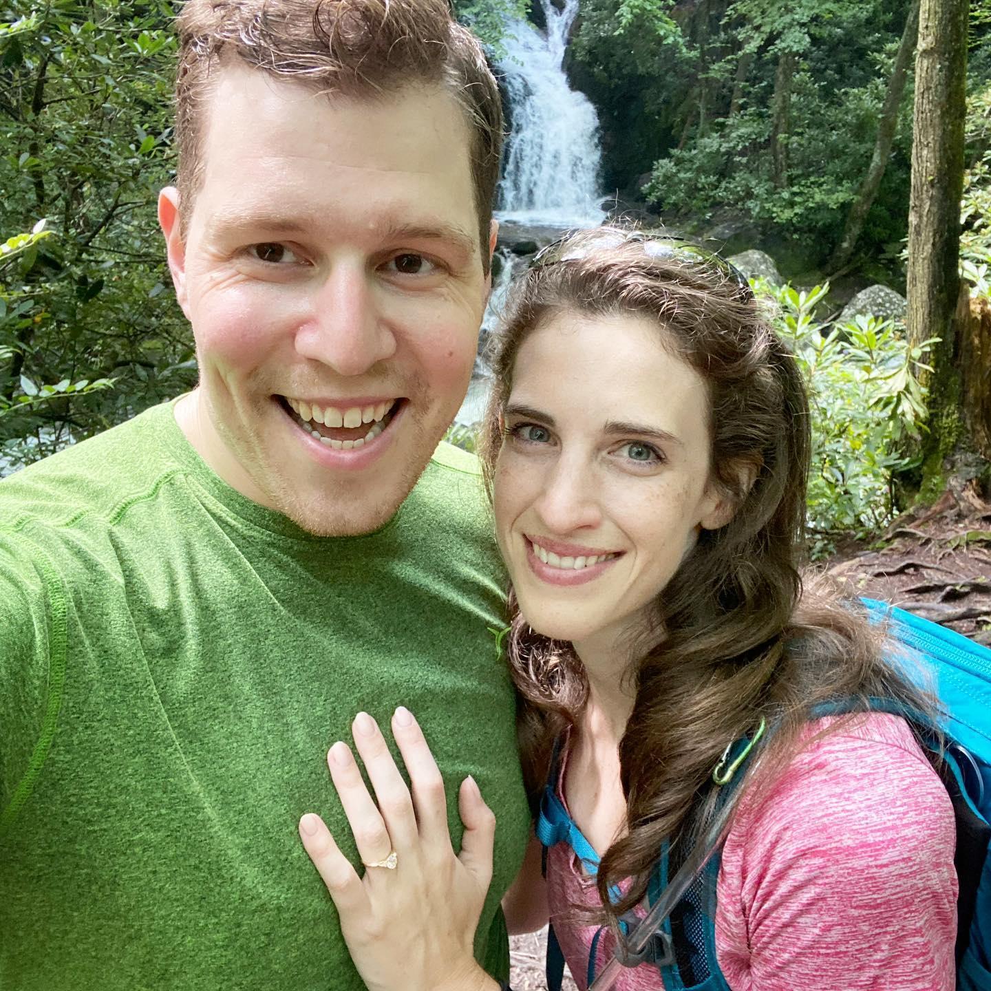 This is the spot where we got engaged, hiking just outside Asheville, NC, in the Great Smoky Mountains!