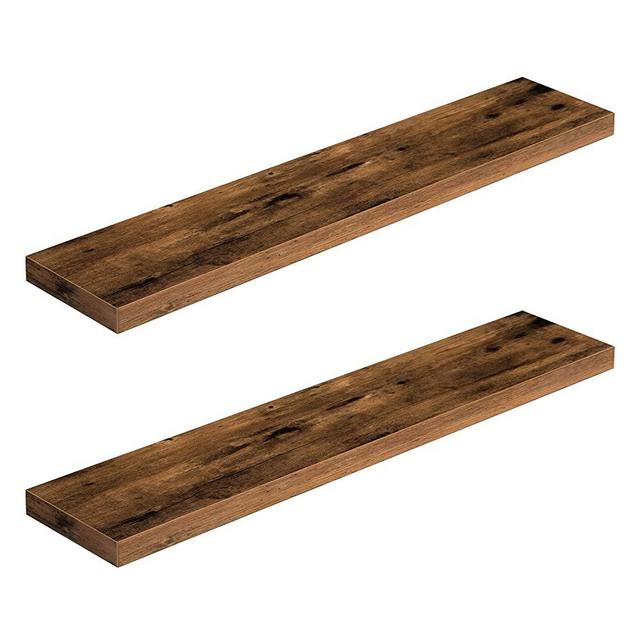 HOOBRO Floating Shelves, Wall Shelf Set of 2, 39.4 Inch Hanging Shelves with Invisible Brackets, for Bathroom, Bedroom, Toilet, Kitchen, Office, Living Room Decor, Rustic Brown BF100BJP201
