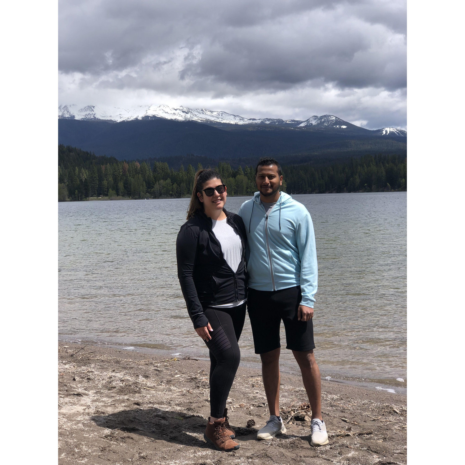 Ashish and Elizabeth in Mt. Shasta on a trip with friends! April 2022