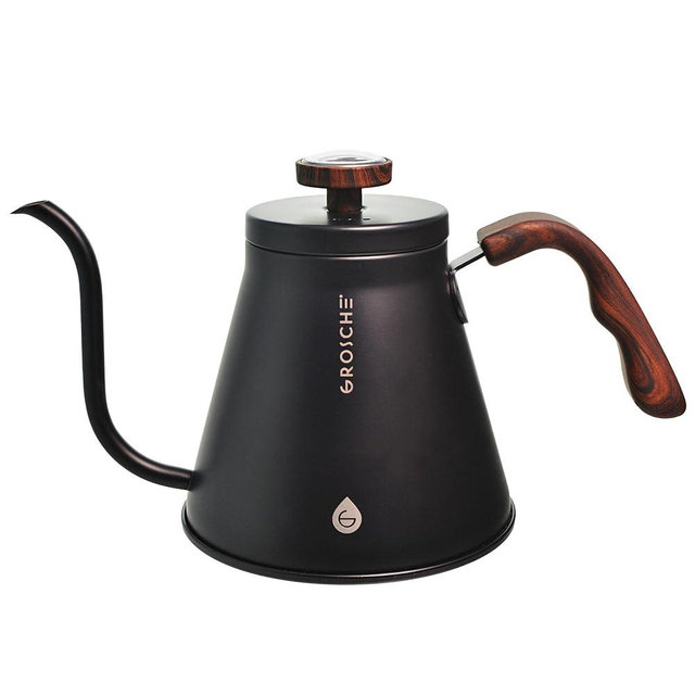 GROSCHE - Marrakesh Gooseneck Kettle Stovetop - Stainless Steel Pour Over Coffee Kettle Stovetop - Tea Kettle - Stovetop Gooseneck Kettle - Coffee & Tea Kettle - Home Essentials, Black (34 fl. oz)