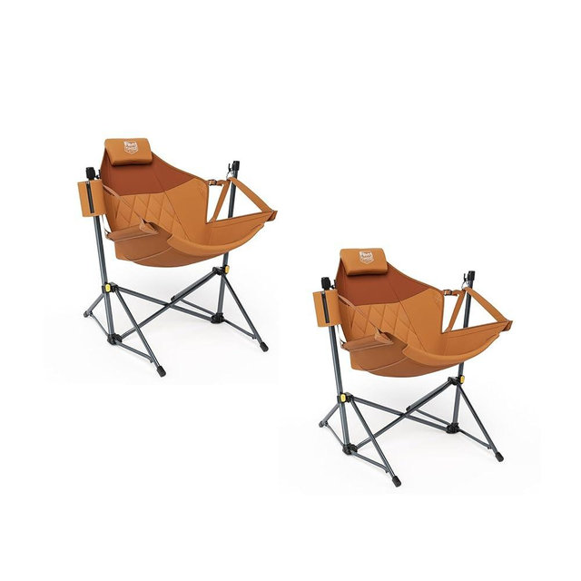 TIMBER RIDGE Hammock Camping Chair with Adjustable Backrest, Heavy Duty Folding Hammock Chair Supports 300lbs, Portable Hammock Chair for Camping, Travelling and Patio, Orange 2 Pack
