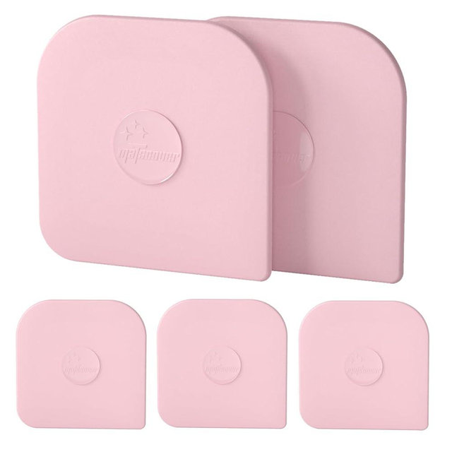 Pan Scraper, 5 Pcs Pot Scraper Plastic, Pot Scraper Non Scratch for Cast Iron, Pot and Pan Cleaning, Sturdy Scraper Kitchen Tool, Pink