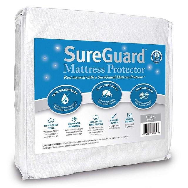 SureGuard Full Extra Long (XL) Mattress Protector - 100% Waterproof, Hypoallergenic - Premium Fitted Cotton Terry Cover