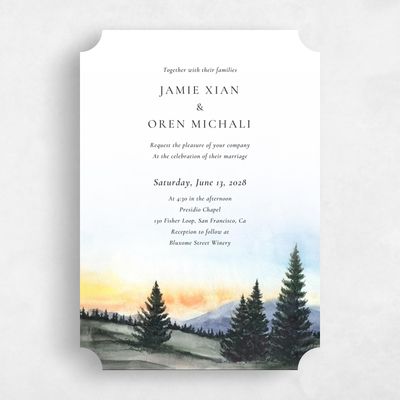 Green Ticket Wedding Invitation - Deepcreek Fall