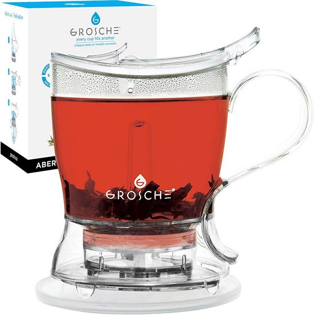 GROSCHE Aberdeen Perfect Tea maker - Teapot Set with Coaster, Tea Steeper / Teapot / Tea Infuser, 34 fl. oz - 1 liter, Easy Clean Steeper, BPA-Free.