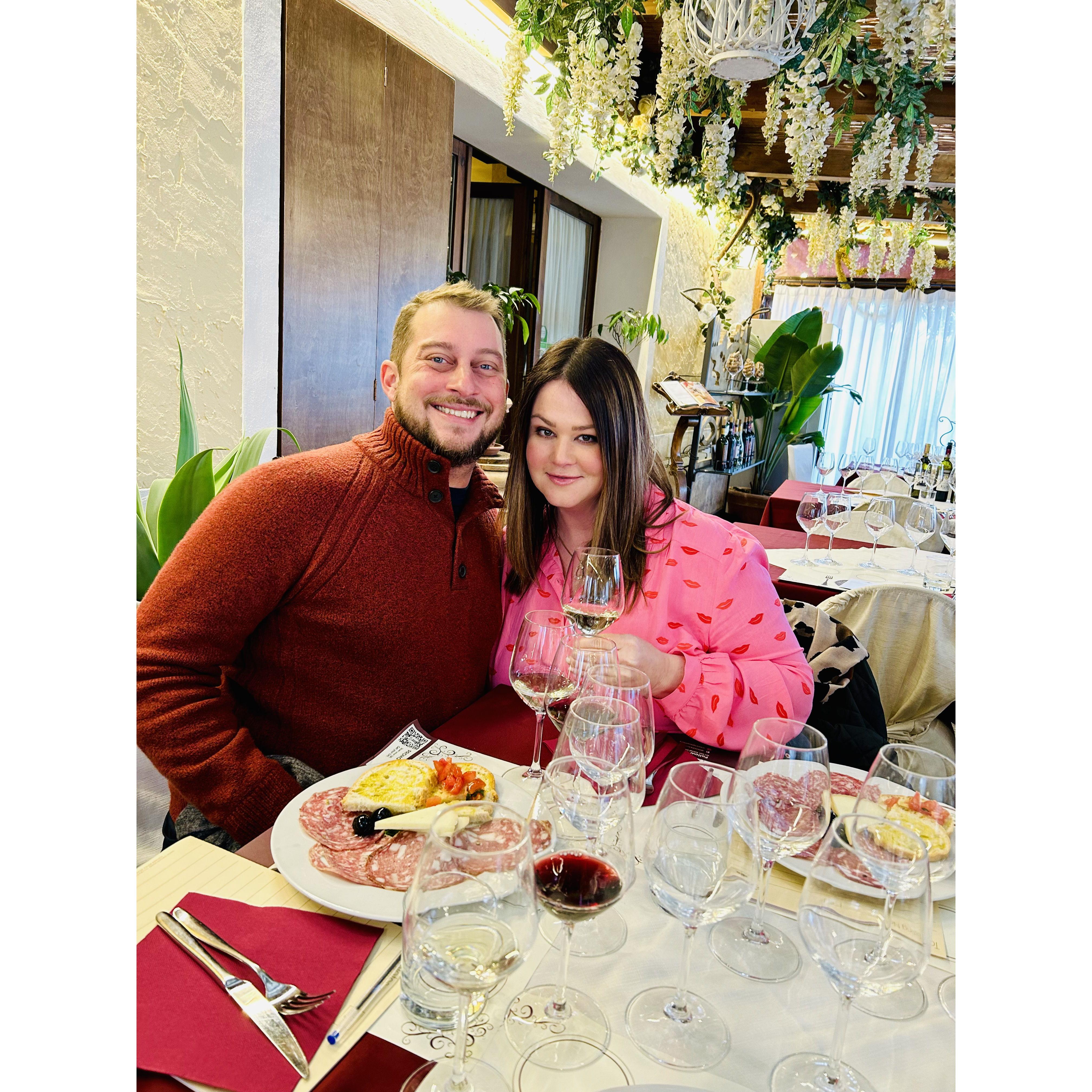 Lunch and wine tasting at Tenuta Torciano moments before Matt popped the question!