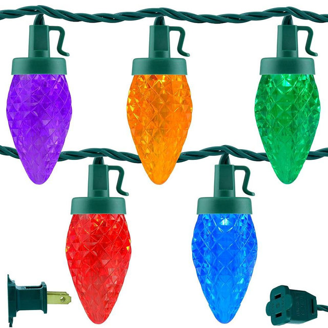 YULETIME Multicolor C9 Strawberry LED Christmas Lights, 68 ft 100 Count 8" Spacing Waterproof Holiday String Light (Multicolor - C9)