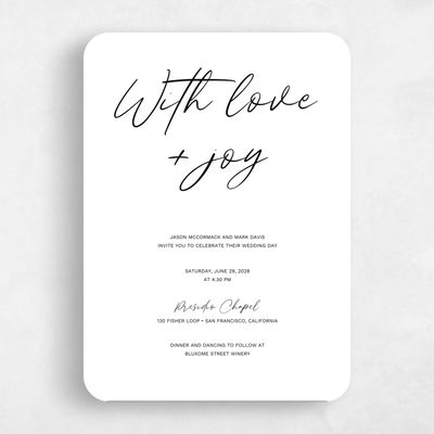 Black Rounded Wedding Invitation - Nahomi Classic Letterpress