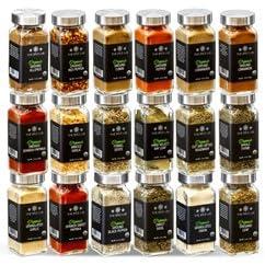 The Spice Lab Complete Organic Spices and Seasonings Set - 18 Jar Spice Kit Variety Pack - Complete Starter Set Great BBQ, Grilling and Gift Sets - Ultimate Culinary Cooking Spices Set