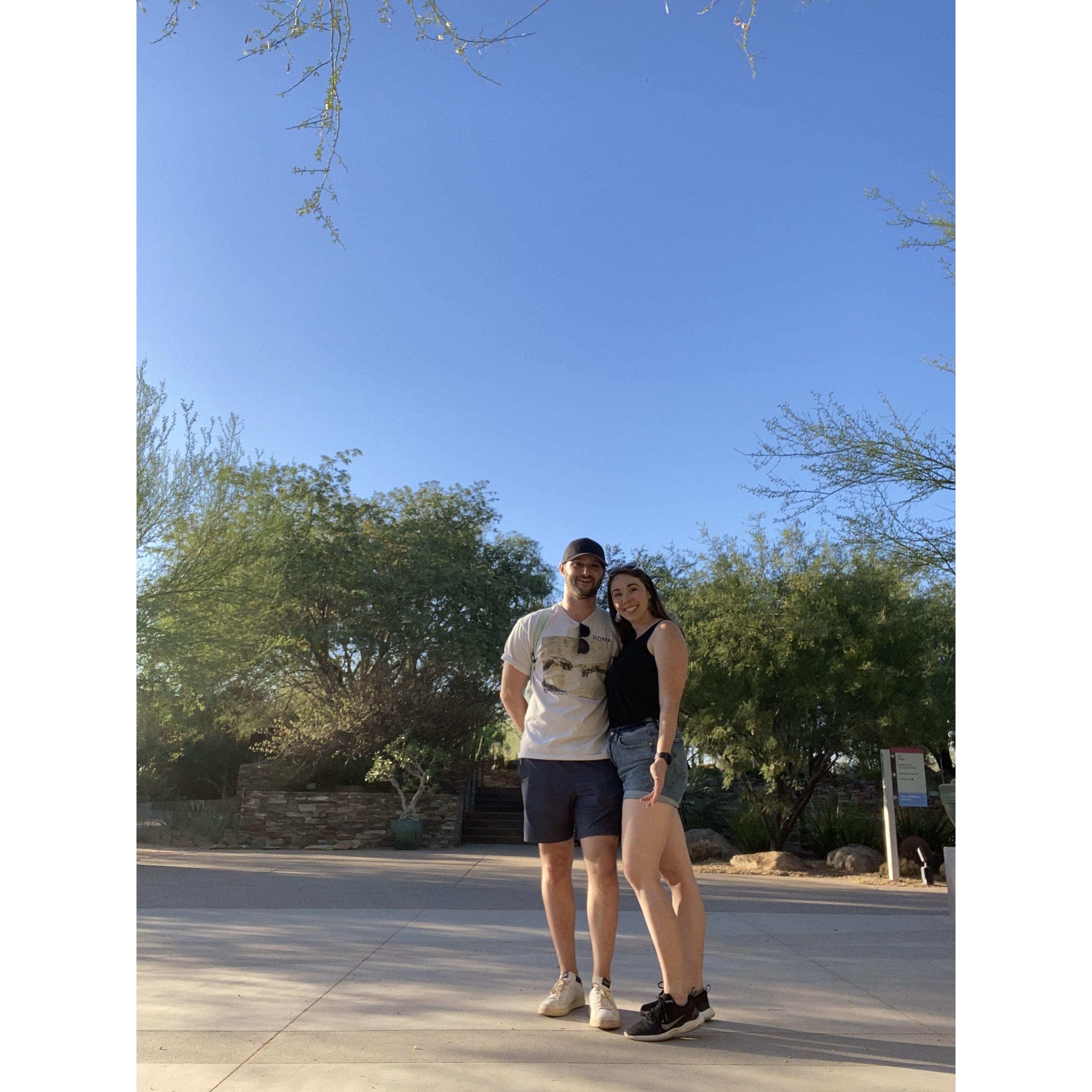 Our first photo together! Sean tried to surprise Nora on a date to the Desert Botanical Garden but he couldn’t get anything past her!
