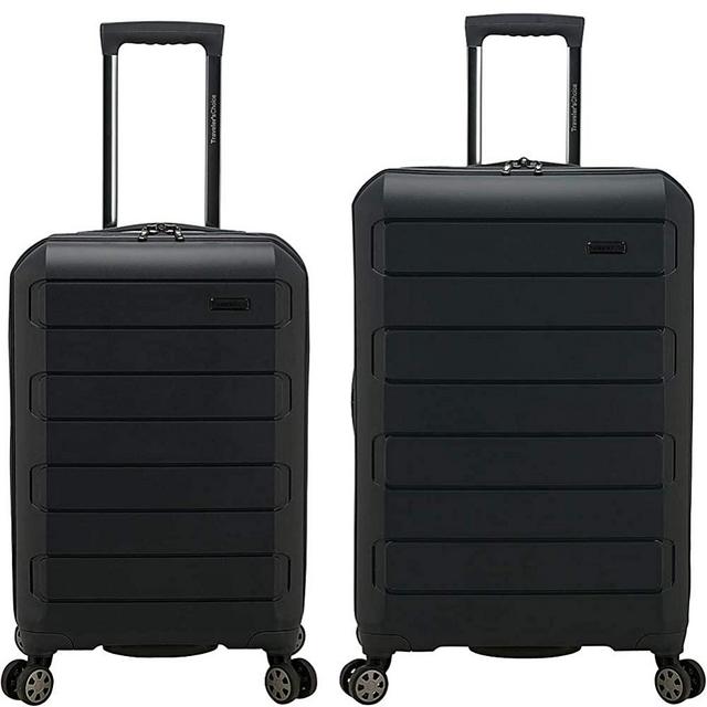 Traveler's Choice Pagosa Indestructible Hardshell Expandable Spinner Luggage, Black, 2-Piece Set (22/26)