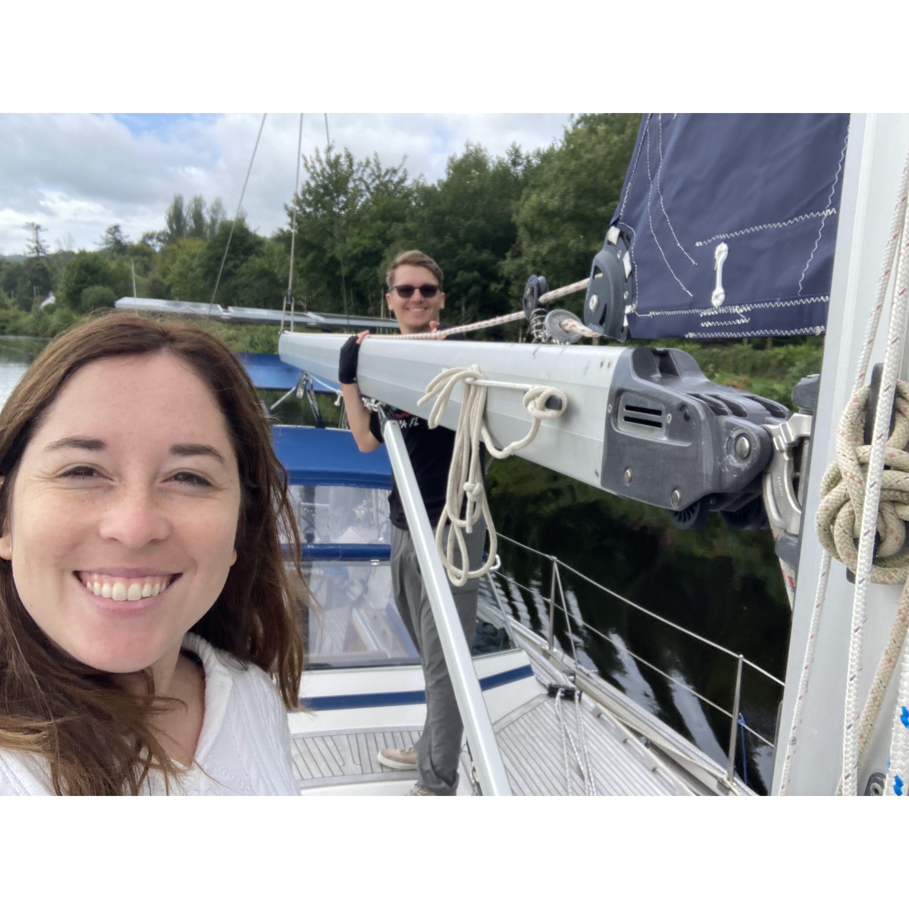 Sightseeing and sailing in Scotland with Audrey's dad.