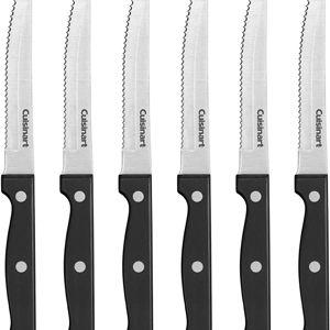 Cuisinart Knife Set, 6pc Steak Knife Set with Steel Blades for Precise Cutting, Lightweight, Stainless Steel & Durable, C77TR-6PSK, Black