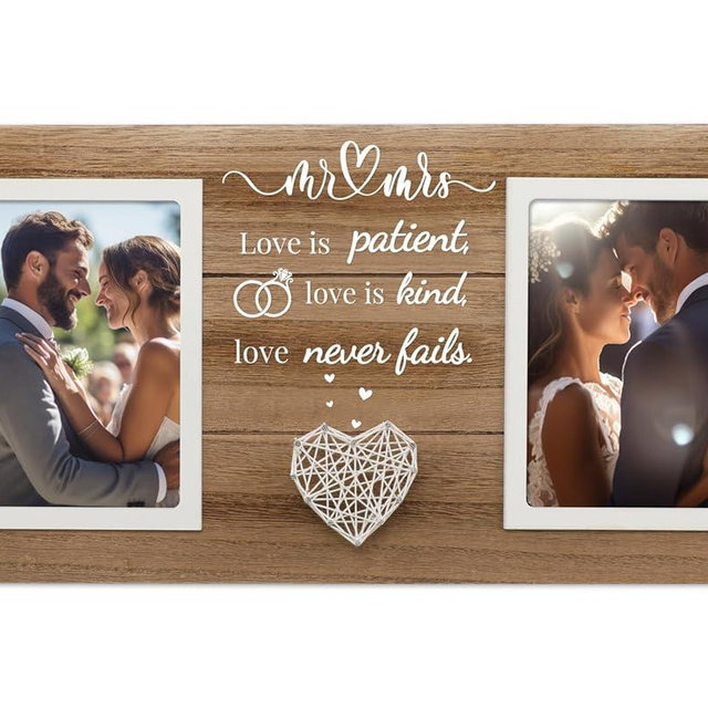 SOUHONEY Wedding Gifts, Bride to Be Gifts for Her, Wedding Gifts for Bride- Double 4x6 Pictures Frame- Bridal Shower Gift for Bride, 8.3 x 15.7 Inch Picture Frame