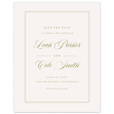 Marsh Green Wedding Digital Save the Date - Ivoire Portrait