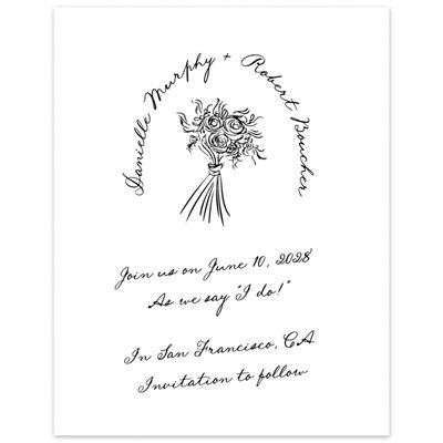 White Wedding Digital Save the Date - Cerise Portrait