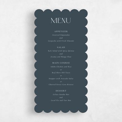 Blue Scalloped Wedding Menu - Piccola