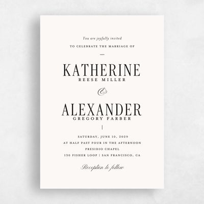 Beige Standard Wedding Invitation - Dove Portrait