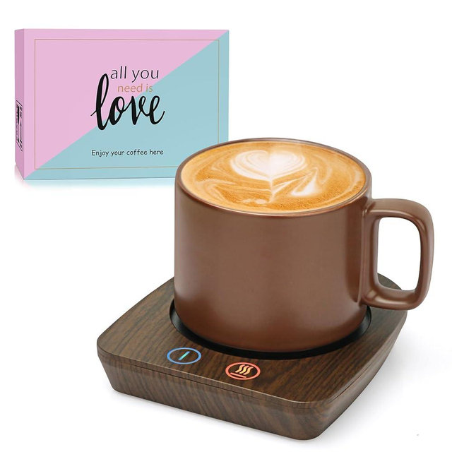 VOBAGA Coffee Mug Warmer & Mug Set, Coffee Cup Warmer with Auto Shut Off & 3 Temperature Settings for Desk Home Office, Coffee Warmer for Cocoa Milk Candles, Christmas Birthday Gifts for Women and Men
