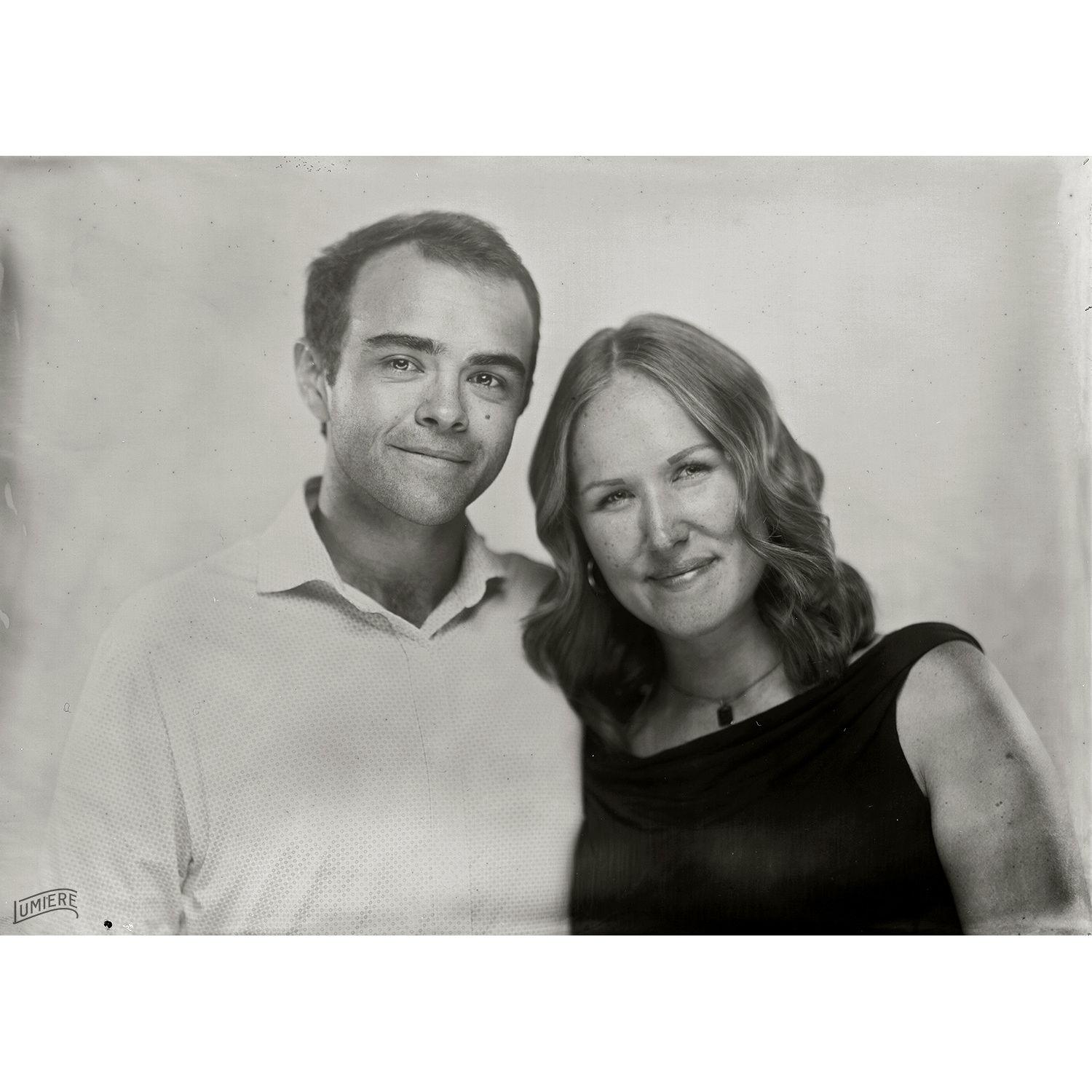A tintype photo done in a small photography studio in Austin
