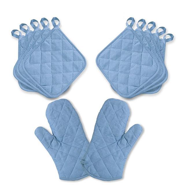 American Mills Potholders and Oven Mitts | 12 Piece Pot Holders and Oven Mitts Sets | Pot Holders for Kitchen | Kitchen Oven Mitts and Pot Holders | Pot Holders for Kitchen Heat Resistant (Blue)