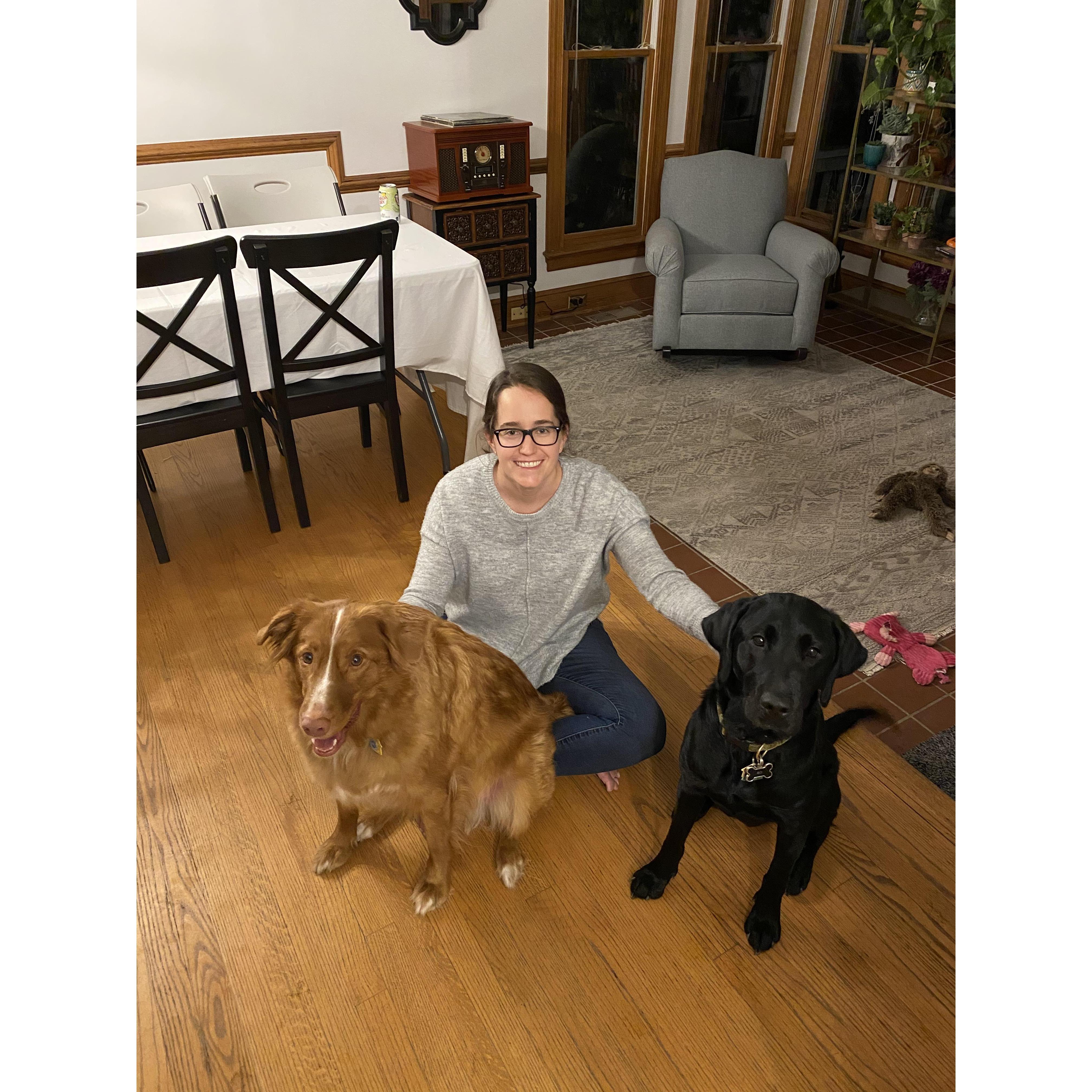 Lisa being a cute dog Aunt w/Bo and Hank