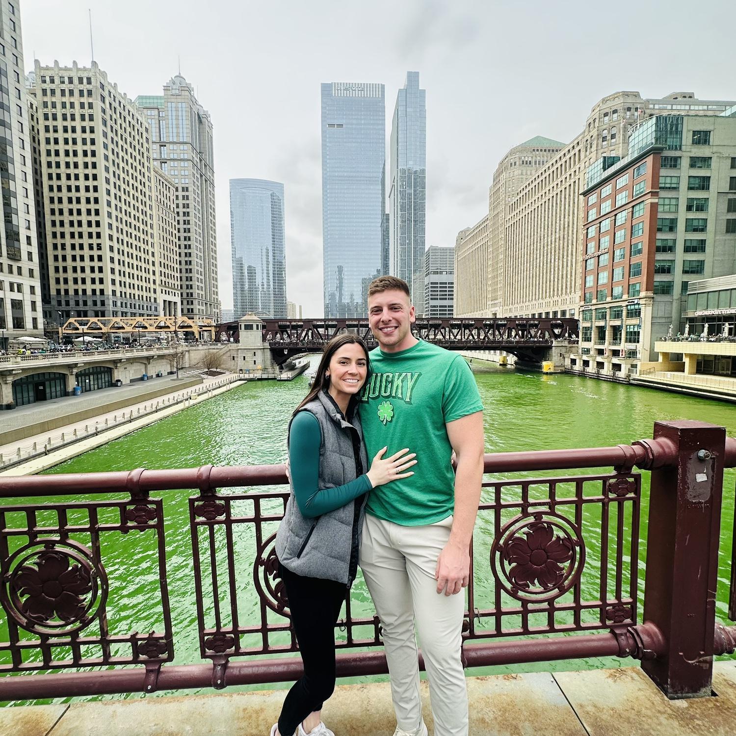 Seeing the river being dyed green for St. Patty's Day in Chicago.
