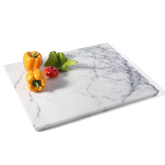 Koville Marble Cutting Board for Kitchen, 20x16 Inches Large Marble Slab Cheese Board, Rectangular Serving Board for Baking Charcuterie Pastry, Natural Stone Board for Countertop(White)