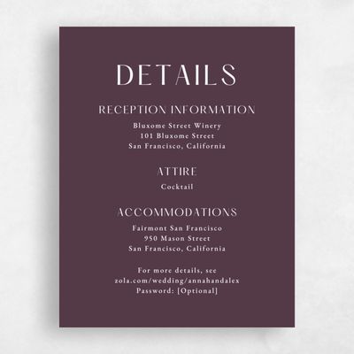 Dark Plum, Purple Wedding Enclosure - Milford
