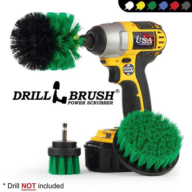 Drillbrush Green Kitchen Cleaning Drill Brushes - Stainless Steel Sink Cleaner/Copper Sink Cleaner - Electric Stove Cleaner/Gas Stove Cleaner - Kitchen Cleaner/Kitchen Brush - Cabinet Cleaner