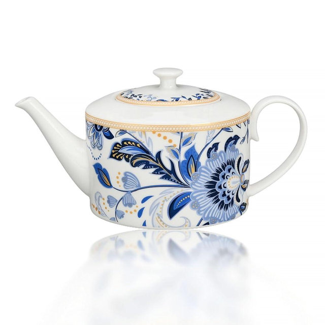 Porcelain Teapot 37 oz. Microwave & Dishwasher Safe, Tea Infuser Pots for Women Gift (Melodie de Fleurs)