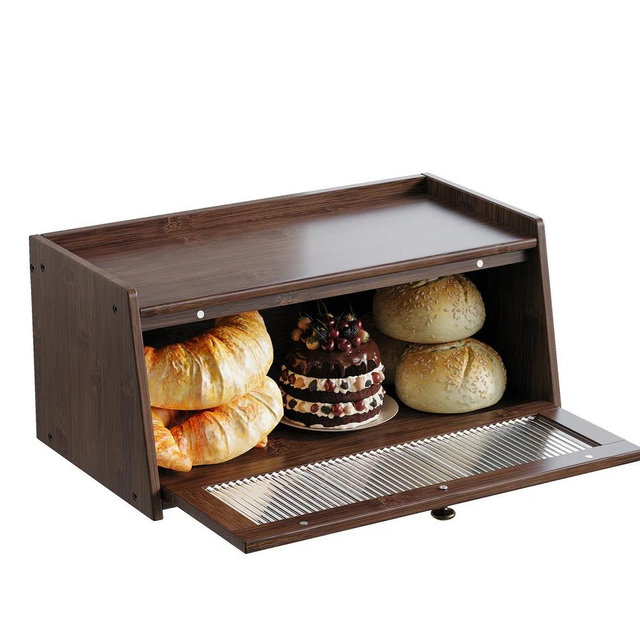 Wooden Bread Box Large Capacity Kitchen Storage Container Bread Holder