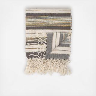 Handwoven Cotton Throw with Decorative Fringe