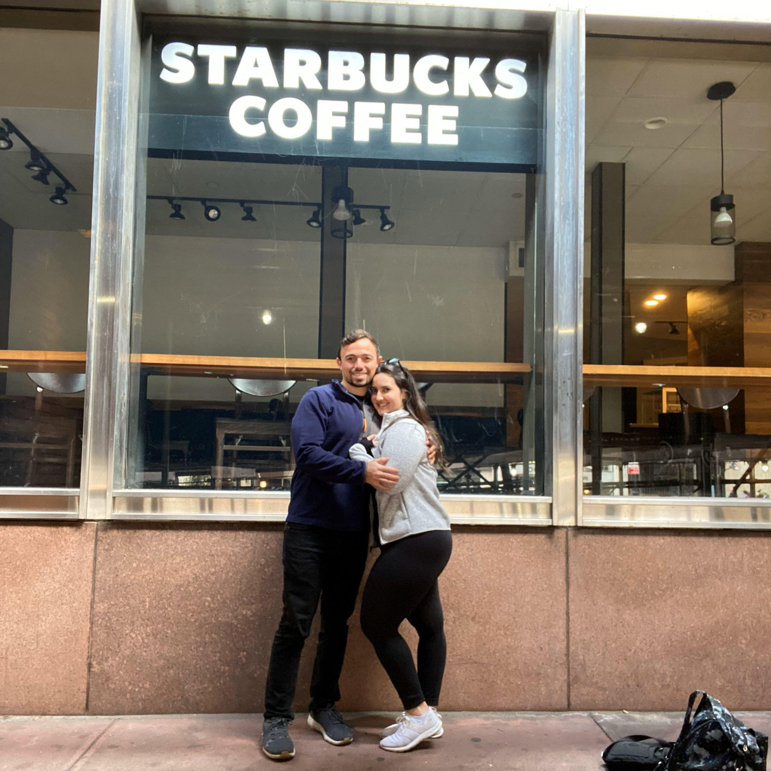Outside of the Starbucks we had out first date!