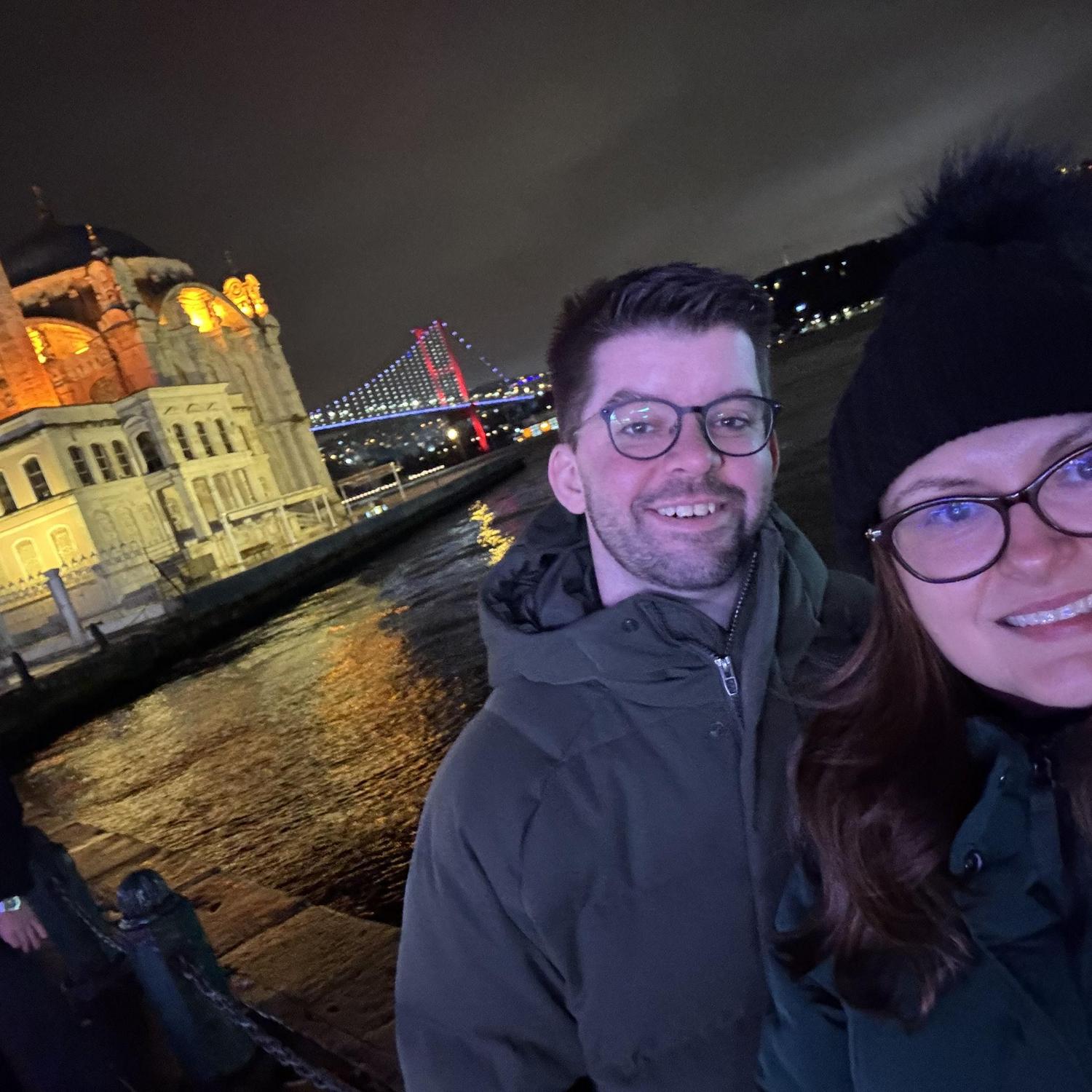 Exploring new countries together - Turkey followed by Romania - even when we're both super cold!