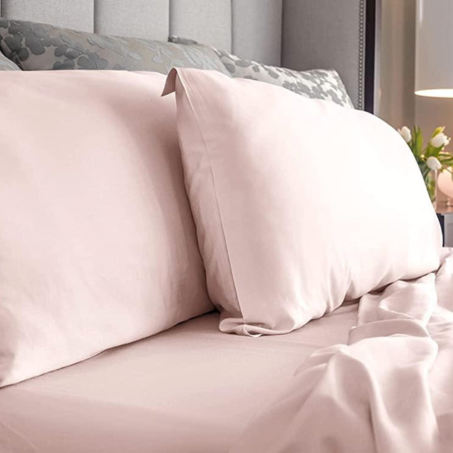 LUXOME Luxury Sheet Set | 100% Viscose from Bamboo | Queen Size - Blush | Deep Pockets | 4-Piece Set (Fitted, Flat, 2 Pillowcases)