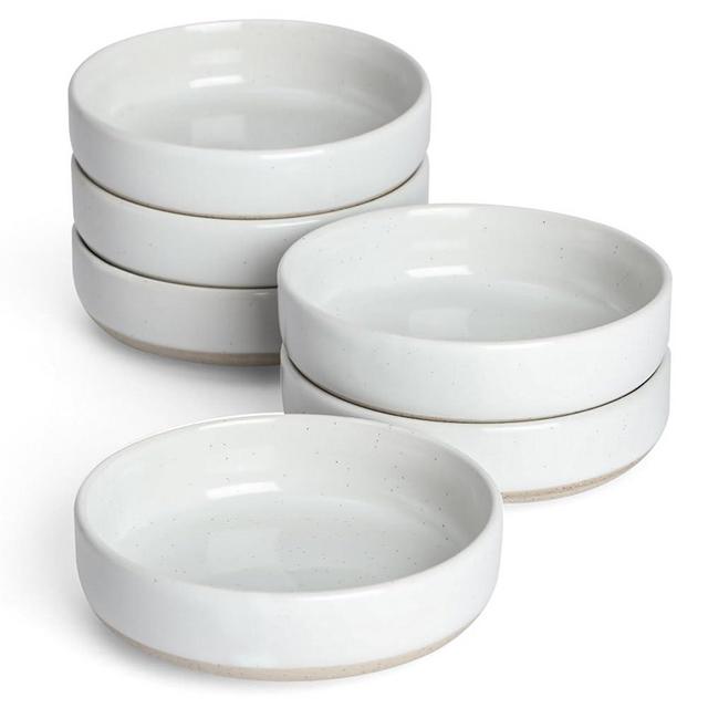 famiware Milkyway Ceramic Soy Sauce Dish, Dipping Bowls Set of 6, Dipping Sauce Bowls/Dishes, 4oz Small Serving Bowls for Side Dishes, Condiment, Sushi, Appetizer, Dessert, White