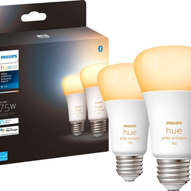 Philips Hue Smart LED Bulb 2-pack - White Ambiance A19 75W