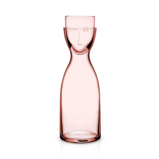 Nude Glass Mr. & Mrs. Large Bedside Water Set, Dusty Rose