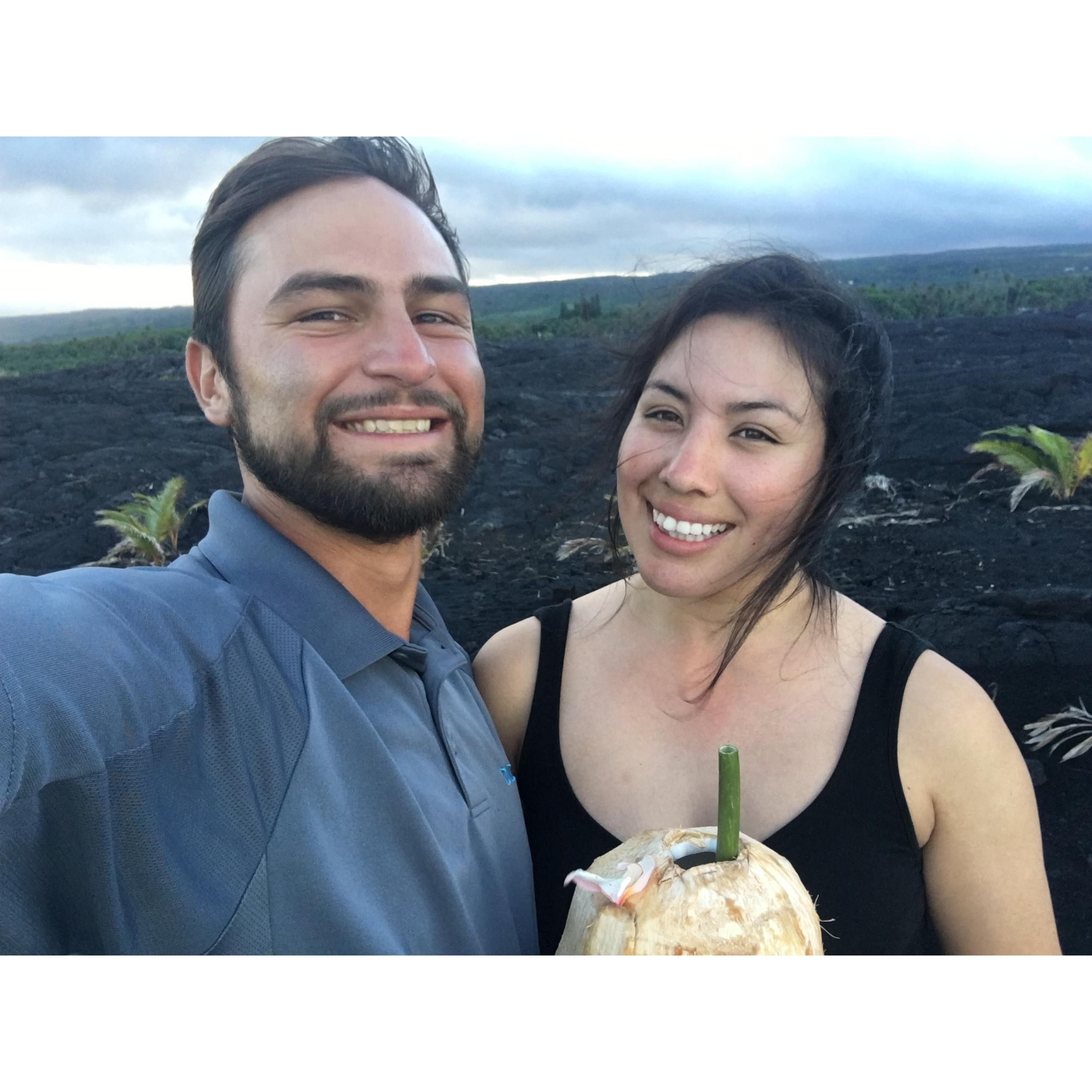 Christopher flew me out to Hawaii during one of his work trips and we got to see the black sand beach and my fresh coconut!