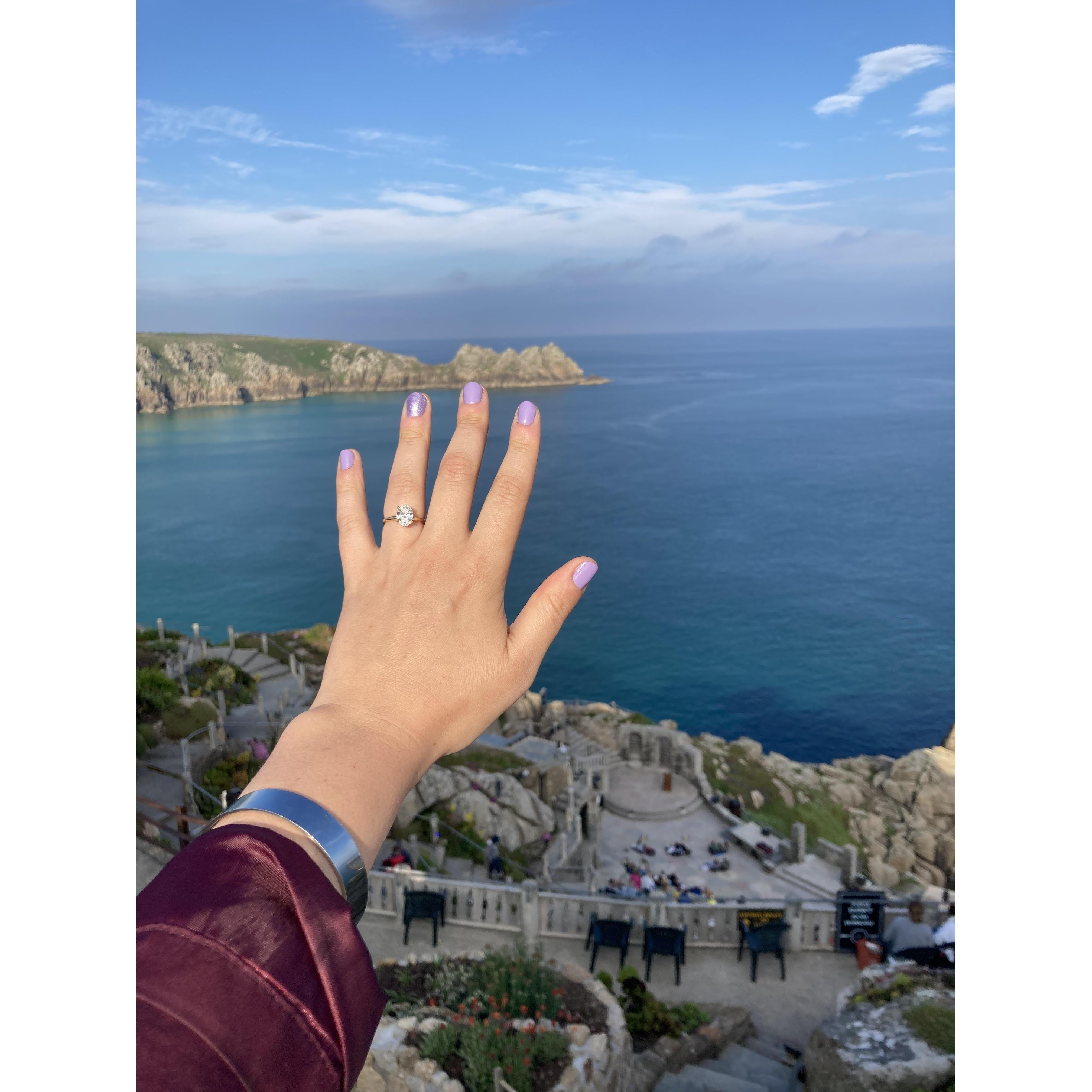 Right after Sean proposed on 6/29/2021, we went to a breathtaking cliffside theatre for a show called the Minack Theatre. We recommend this venue to anyone that visits Cornwall, UK.