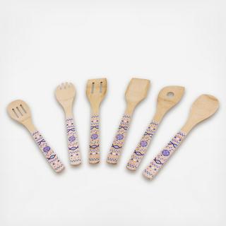 Patterned Bamboo 6-Piece Utensil Set