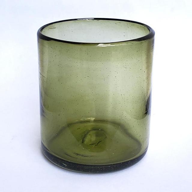 MexHandcraft Solid Olive Green 9 oz Short Tumblers (set of 6), Recycled Glass, Lead & Toxin Free (9oz Tumbler)