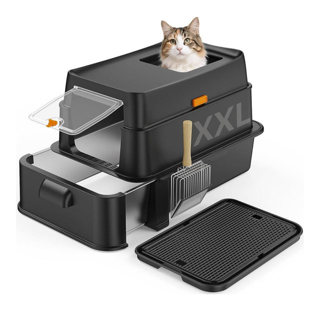 HTii-ë Stainless Steel Litter Box (Black)