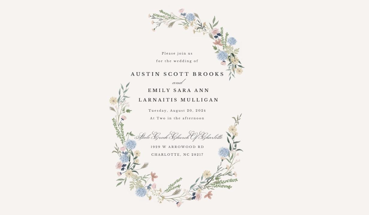 The Wedding Website of Emily Sara Ann Larnaitis Mulligan and Austin Scott Brooks