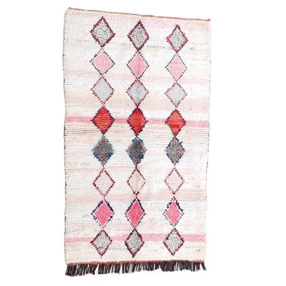 Boucherouite Rug 4 x 7 ft, Moroccan Rug, Floor Kilim Morocco Rag Rugs, colorful rug