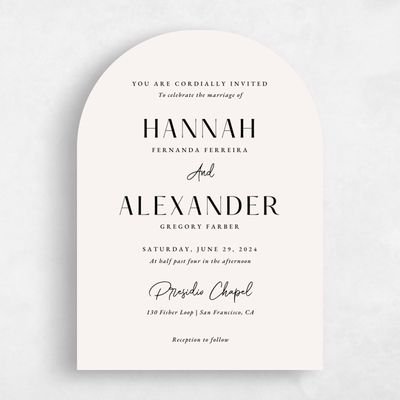 Light Oatmeal, Beige Wedding Invitation - Milford Portrait