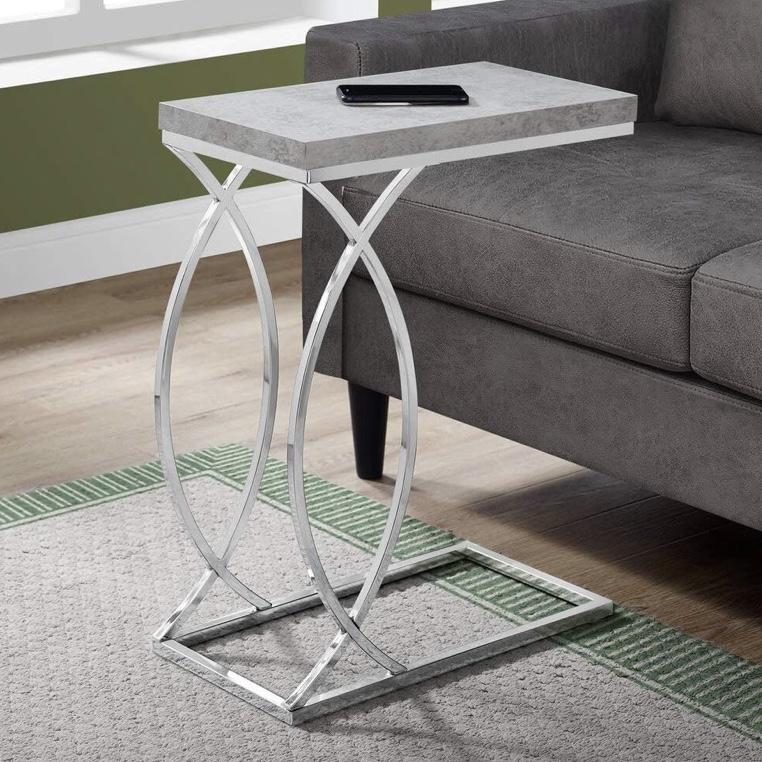 Monarch Specialties Accent Table C-Shaped End Side Snack Living Room Bedroom Metal Grey